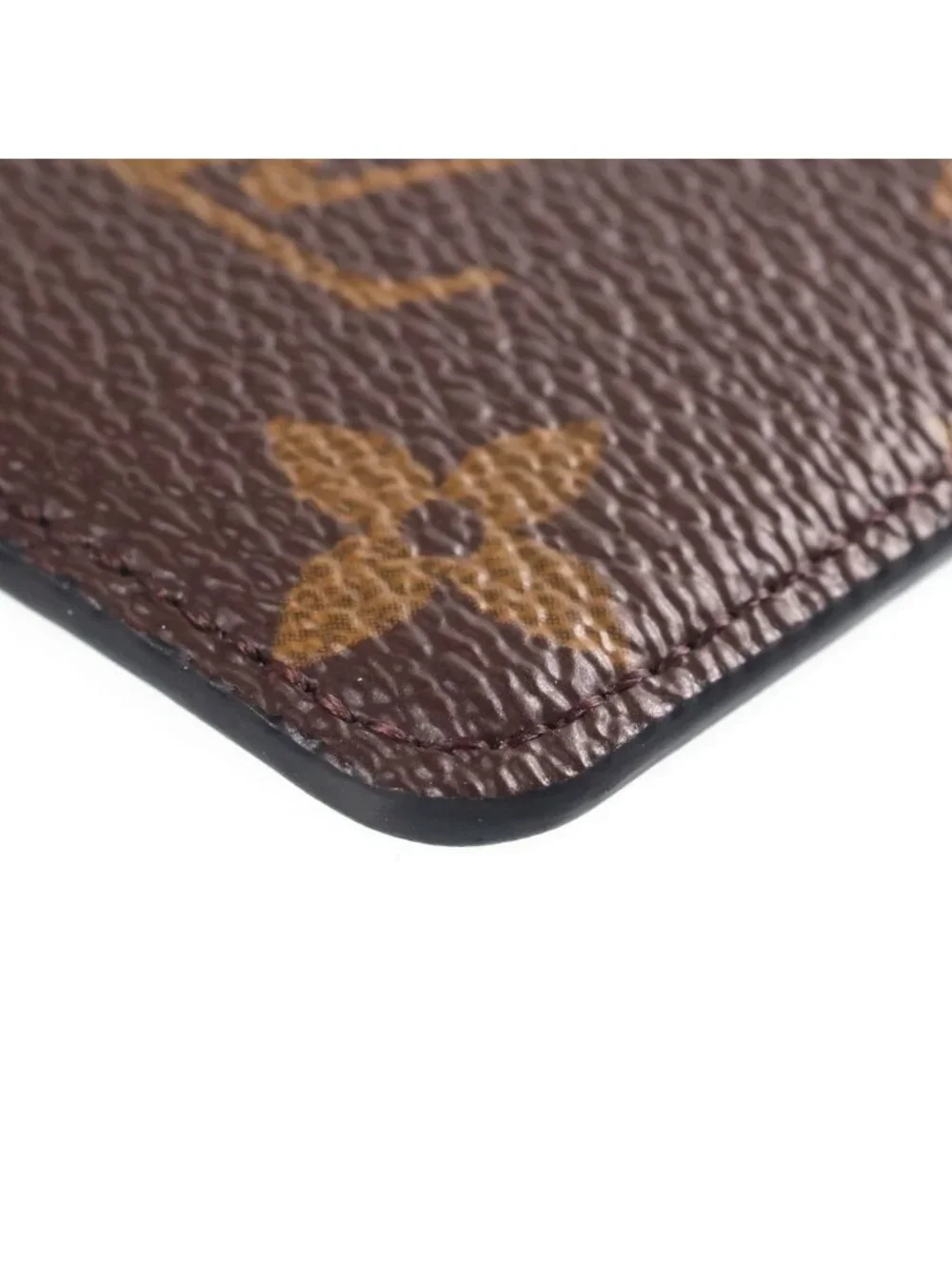 Louis Vuitton Monogram Macassar Card Case Magnet Mag Safe Brown Black